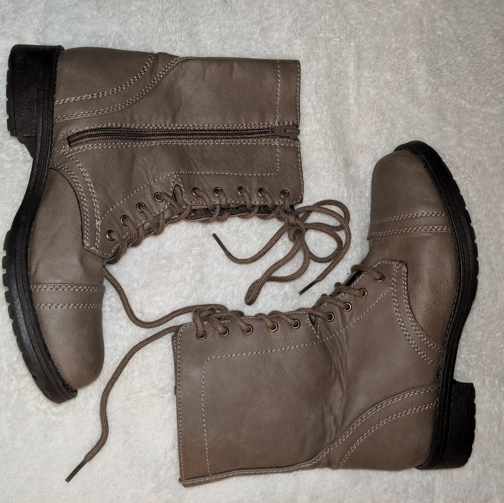 Taupe Combat Boots